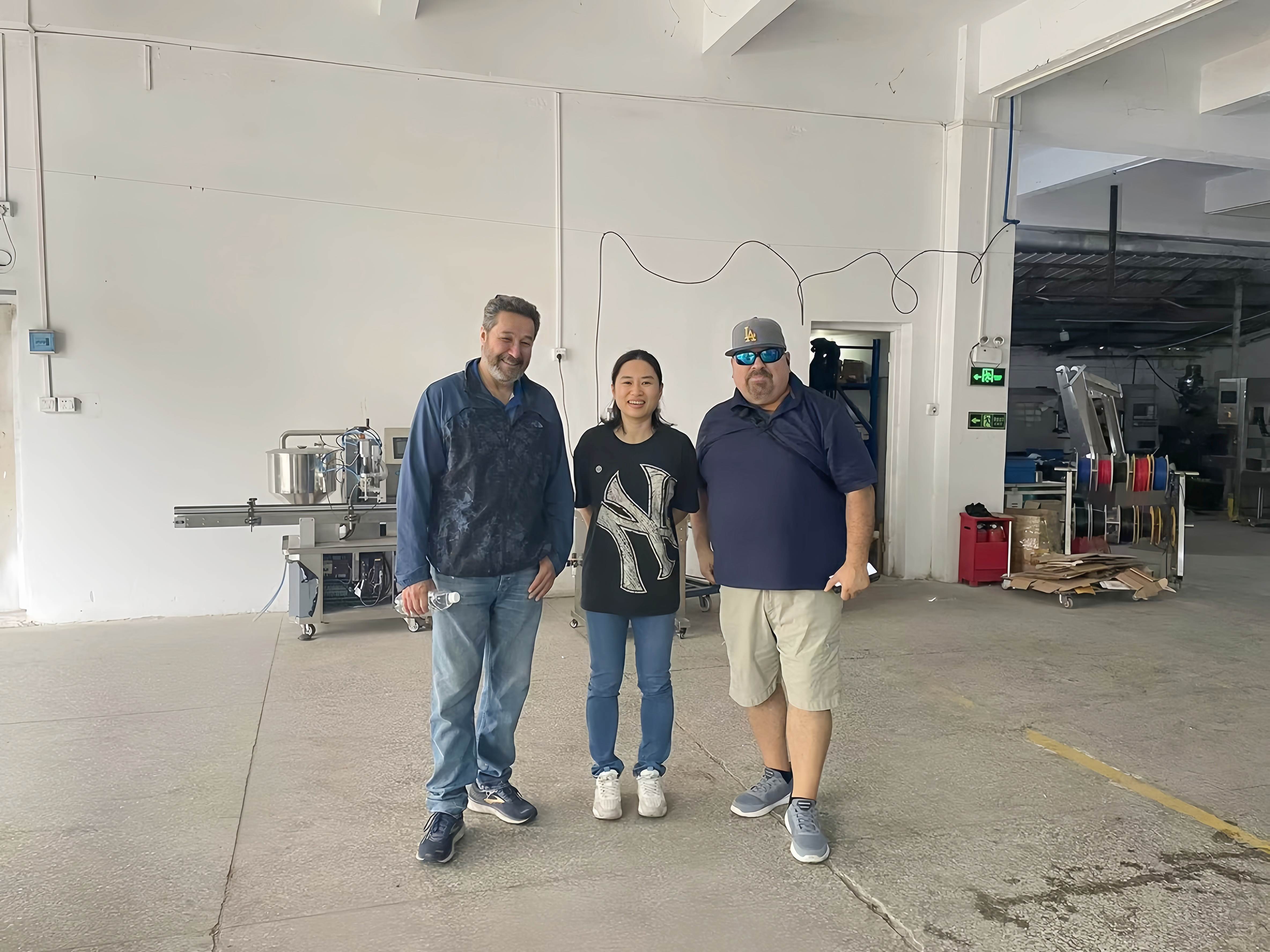 American Customers Visited to Discuss Automatic Liquid Filling Machines