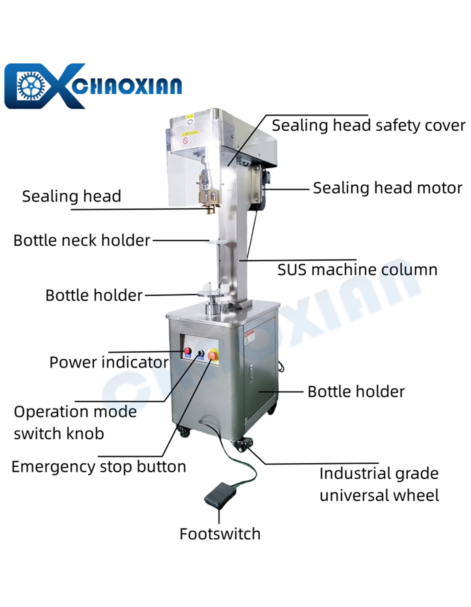 CX Semi-automatic ROPP Aluminum Cap Bottle Capping Machine