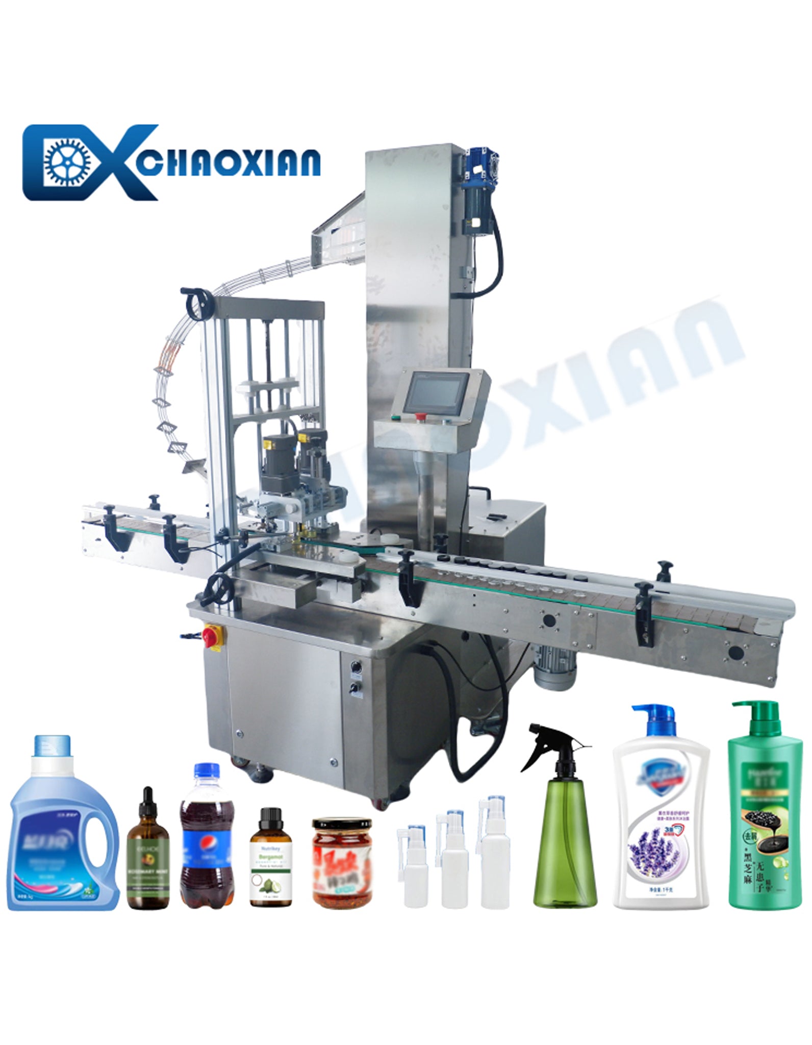 Automatic Screw Cap Bottle Capping Machine With Automatic Caps Feeder