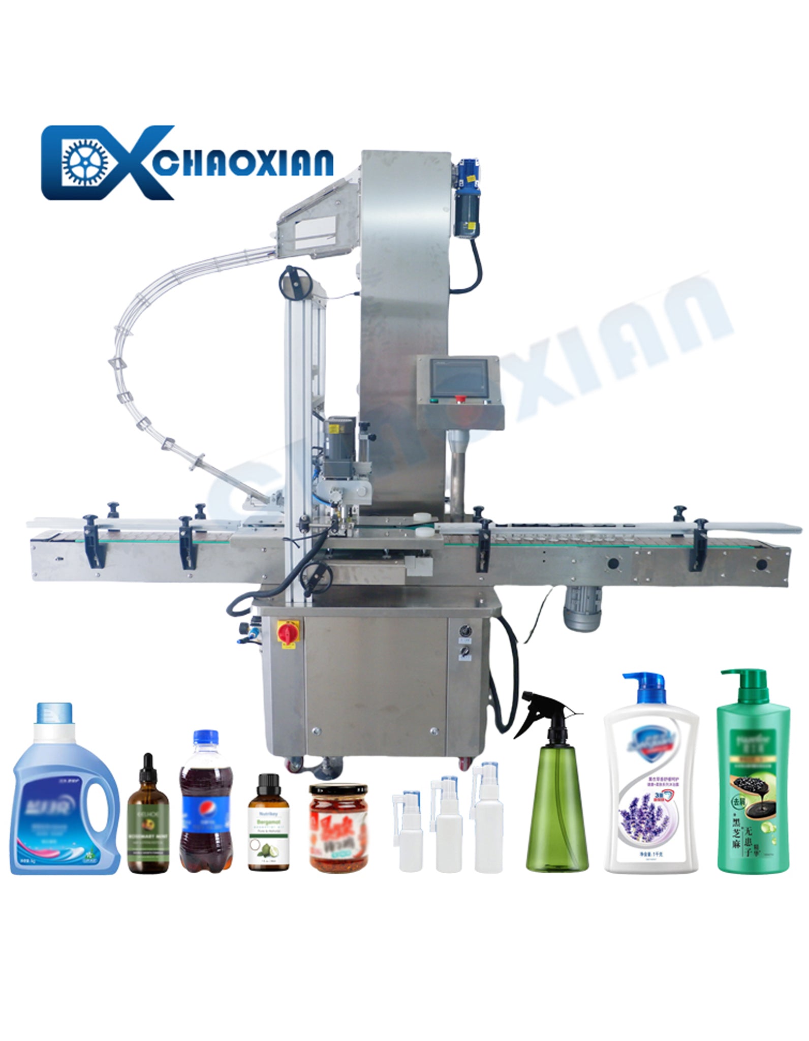 Automatic Screw Cap Bottle Capping Machine With Automatic Caps Feeder