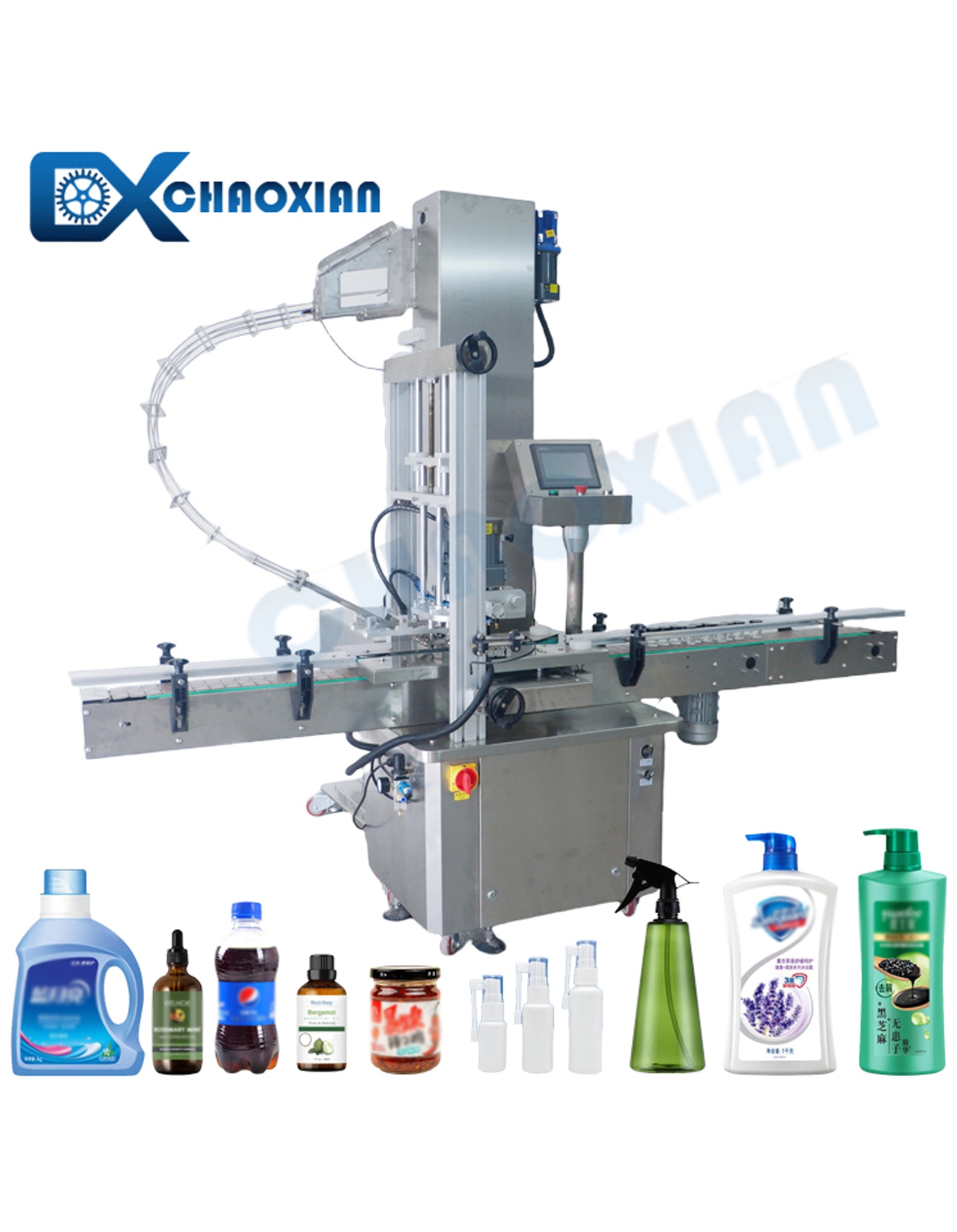 Automatic Screw Cap Bottle Capping Machine With Automatic Caps Feeder