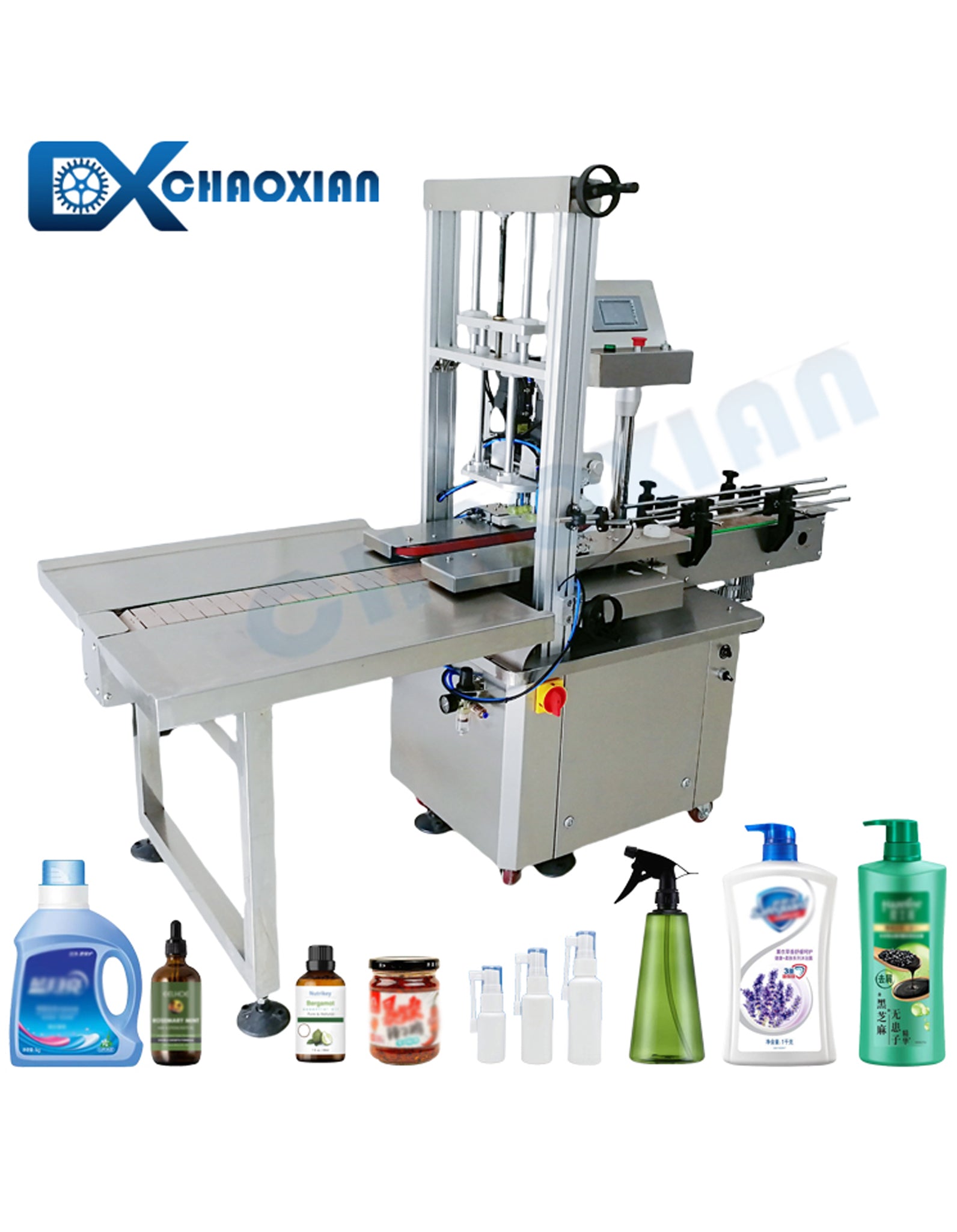 Automatic Screw Cap Bottle Capping Machine With Automatic Caps Feeder