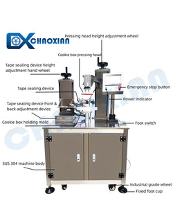 Máquina selladora semiautomática de cinta para cajas de galletas TSV-01V