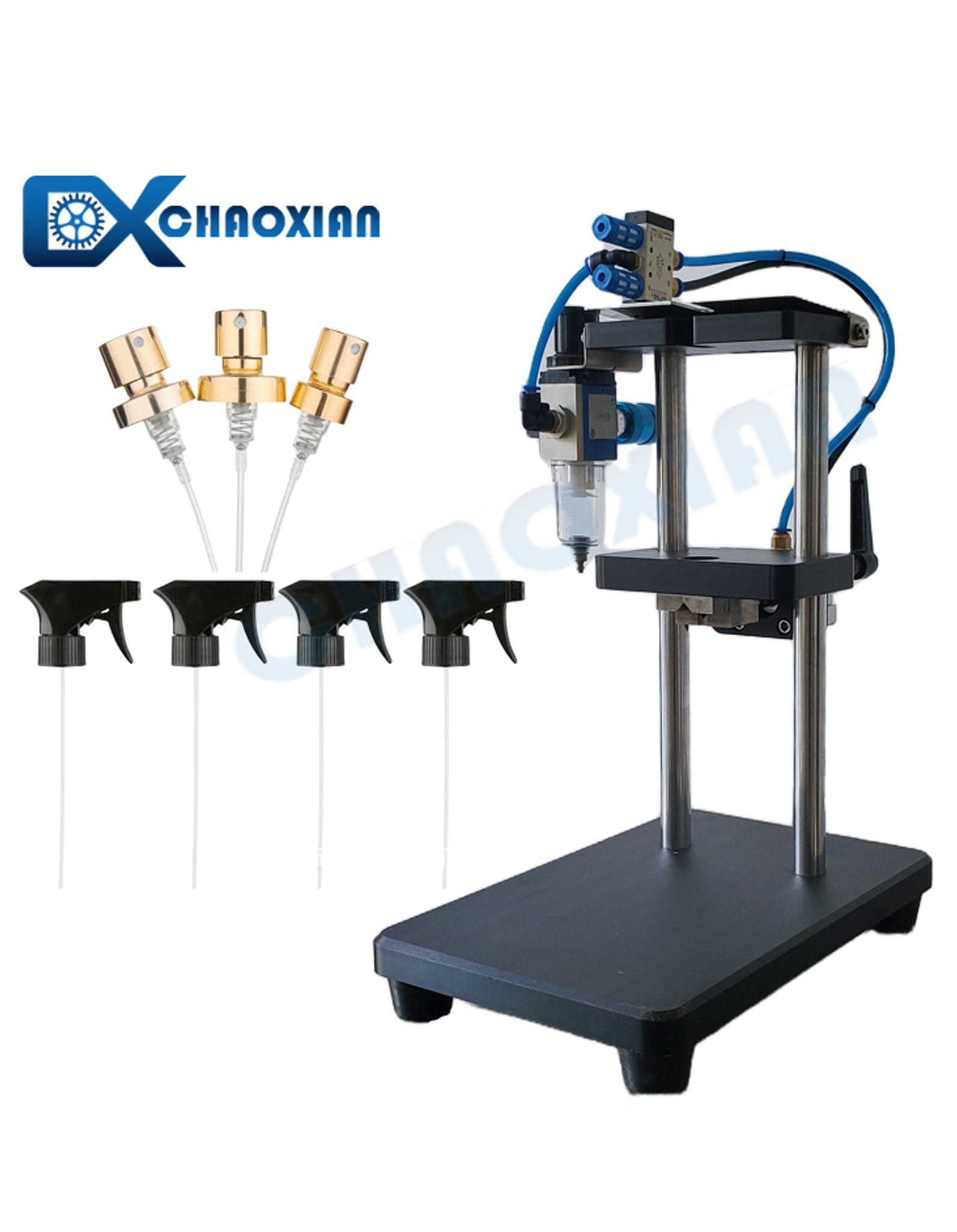 Semi-Automatic Pneumatic Dip Tube & Hose Cutter for Perfume Sprayers and Cosmetic Pumps