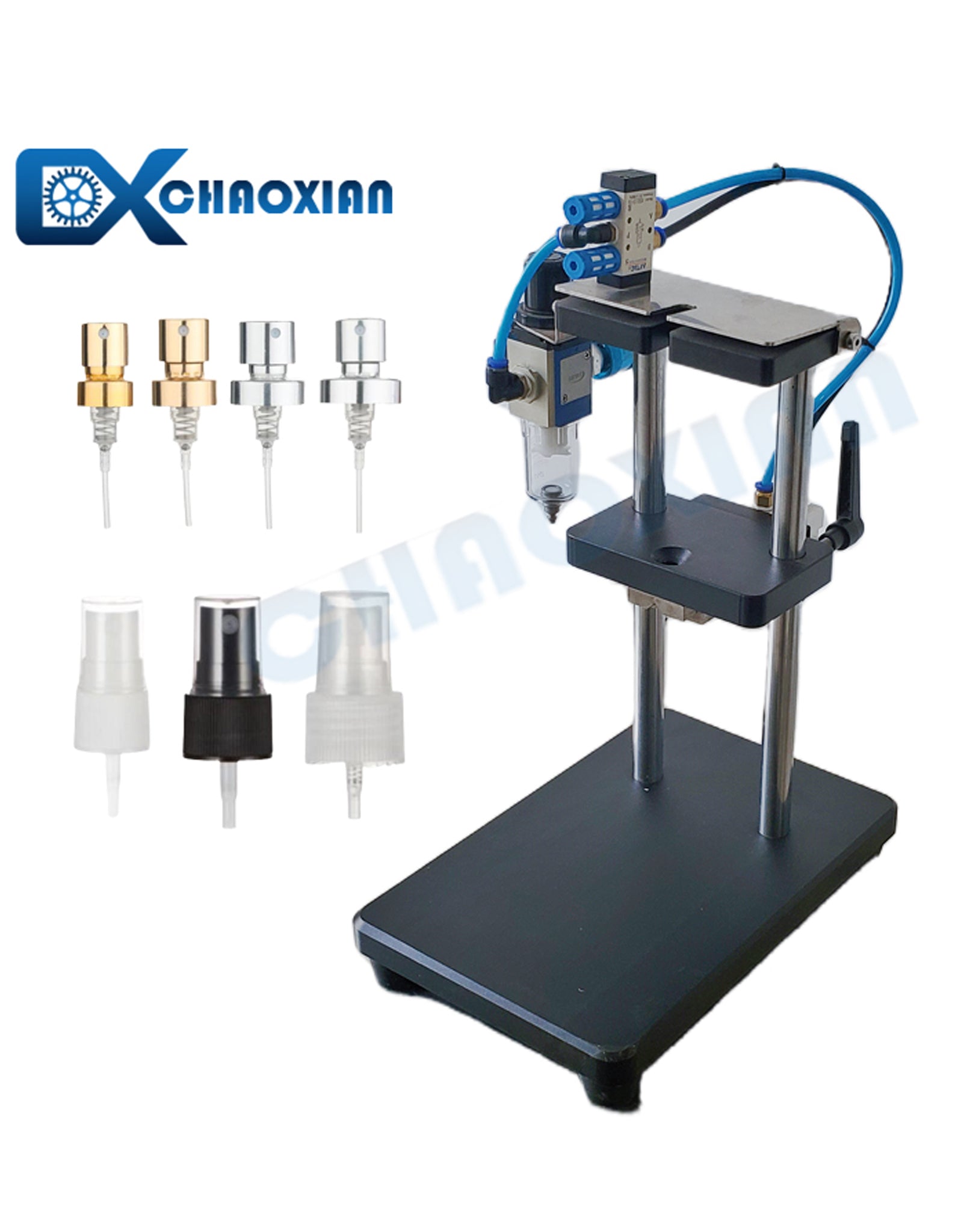 Semi-Automatic Pneumatic Dip Tube & Hose Cutter for Perfume Sprayers and Cosmetic Pumps