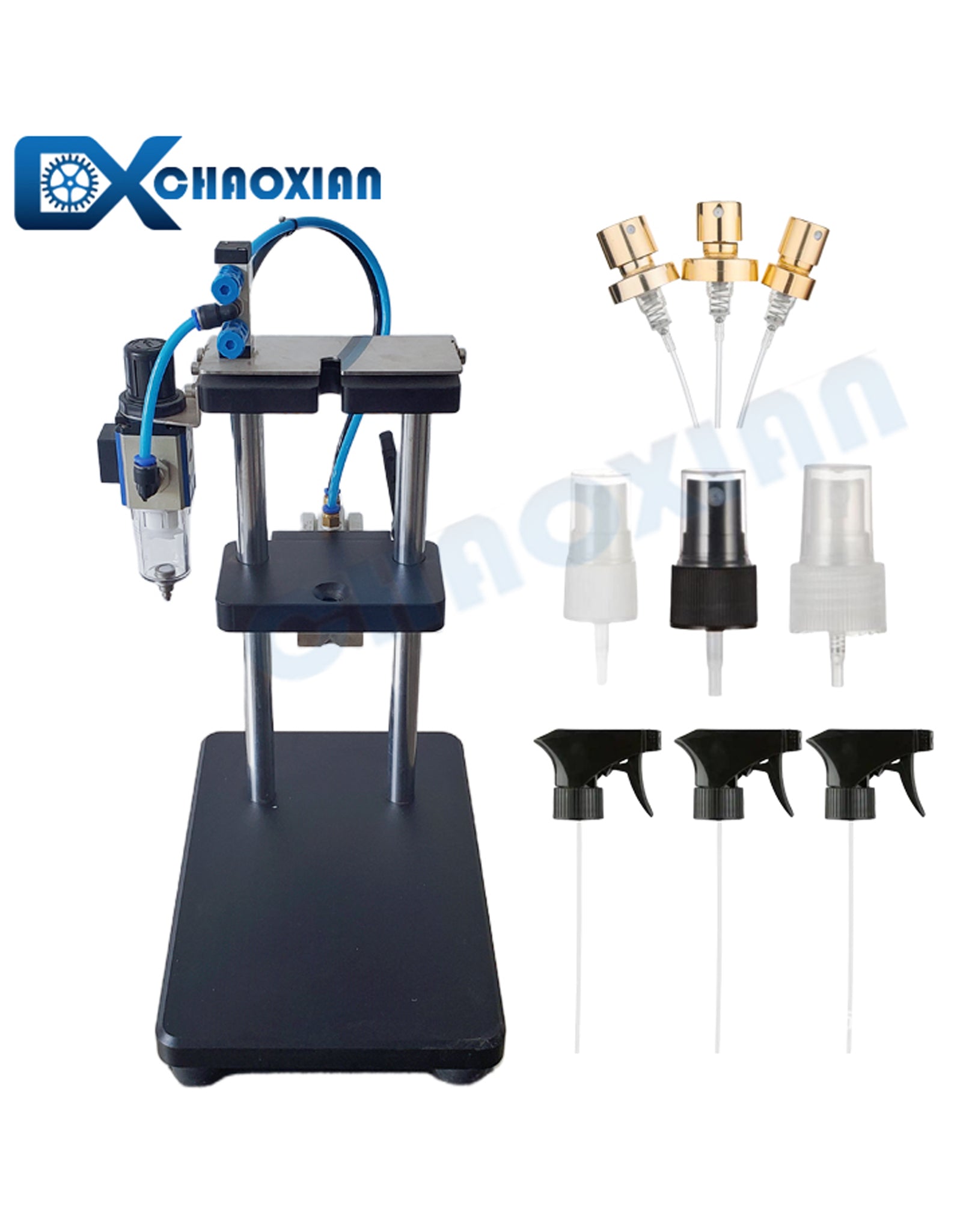 Semi-Automatic Pneumatic Dip Tube & Hose Cutter for Perfume Sprayers and Cosmetic Pumps