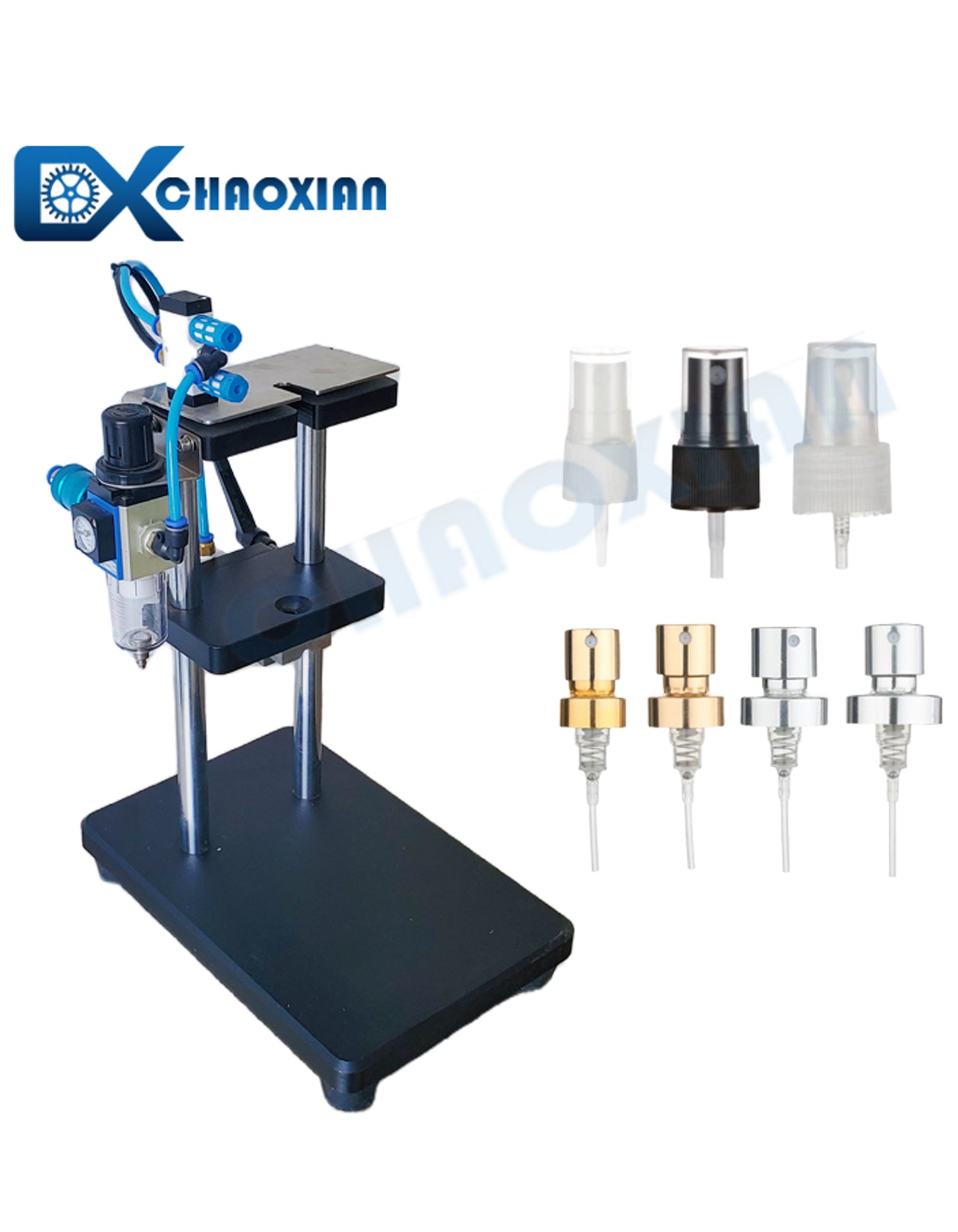 Semi-Automatic Pneumatic Dip Tube & Hose Cutter for Perfume Sprayers and Cosmetic Pumps