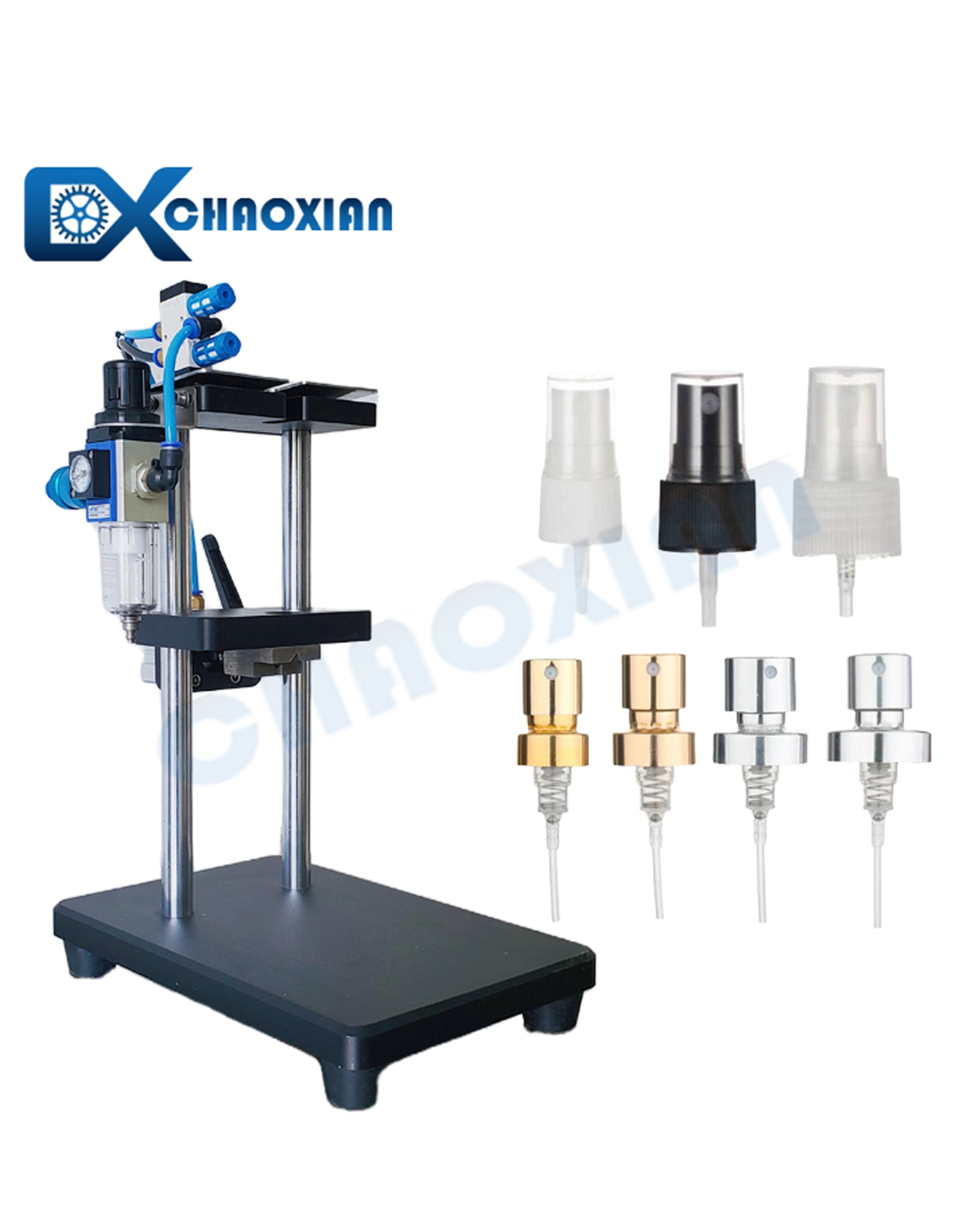 Semi-Automatic Pneumatic Dip Tube & Hose Cutter for Perfume Sprayers and Cosmetic Pumps