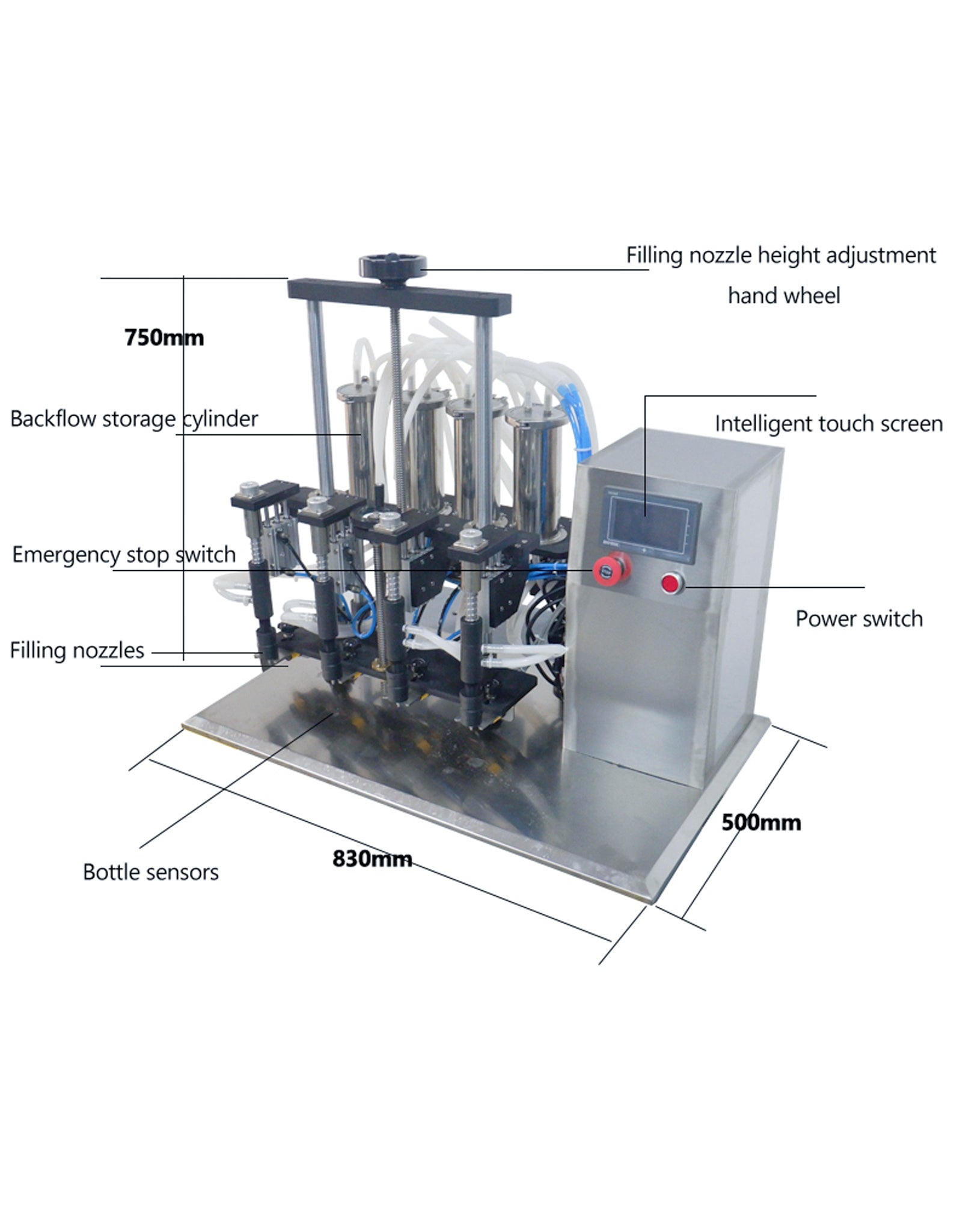 Desktop 4 Filling Nozzles Equal Liquid Level Vacuum Perfume Filling Machine