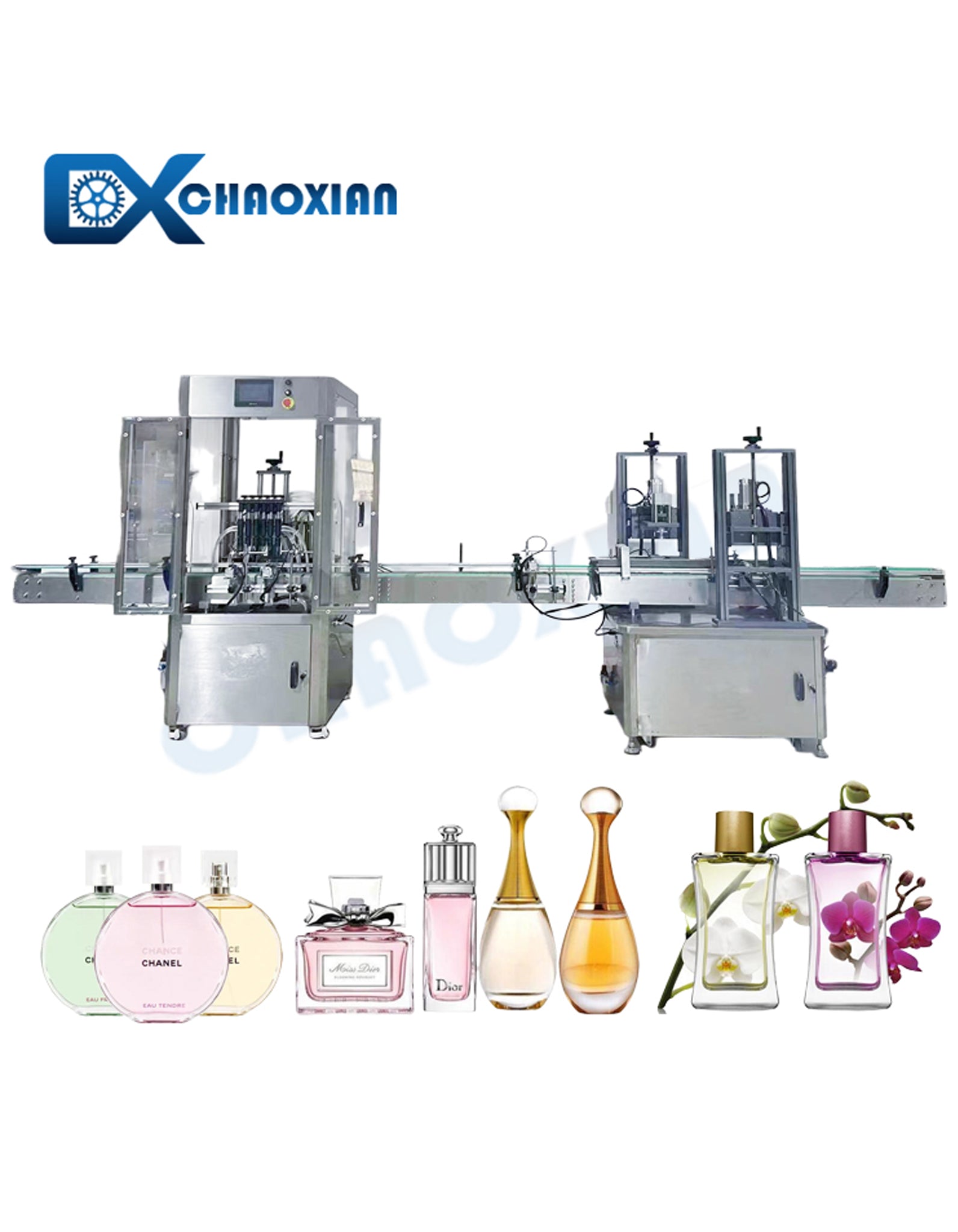 Automatic Bottle Perfume Filling and Capping Machines Production Line
