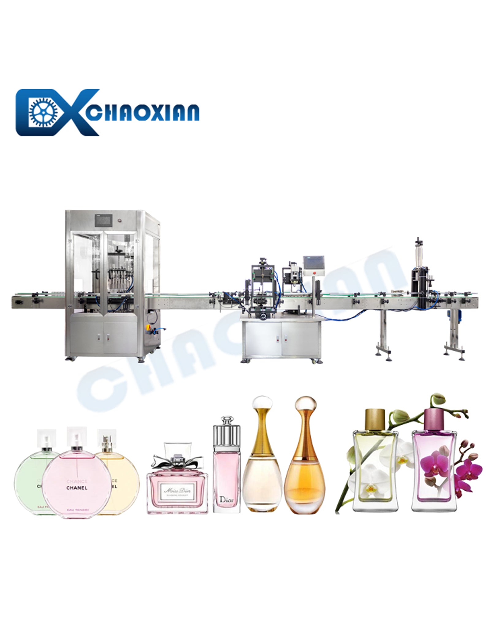 Automatic Bottle Perfume Filling and Capping Machines Production Line