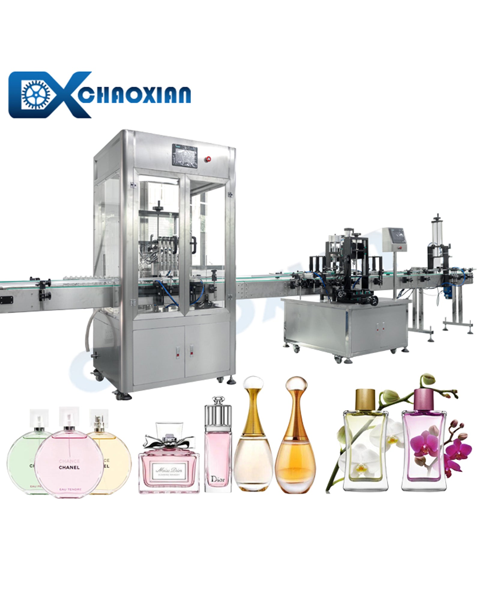 Automatic Bottle Perfume Filling and Capping Machines Production Line