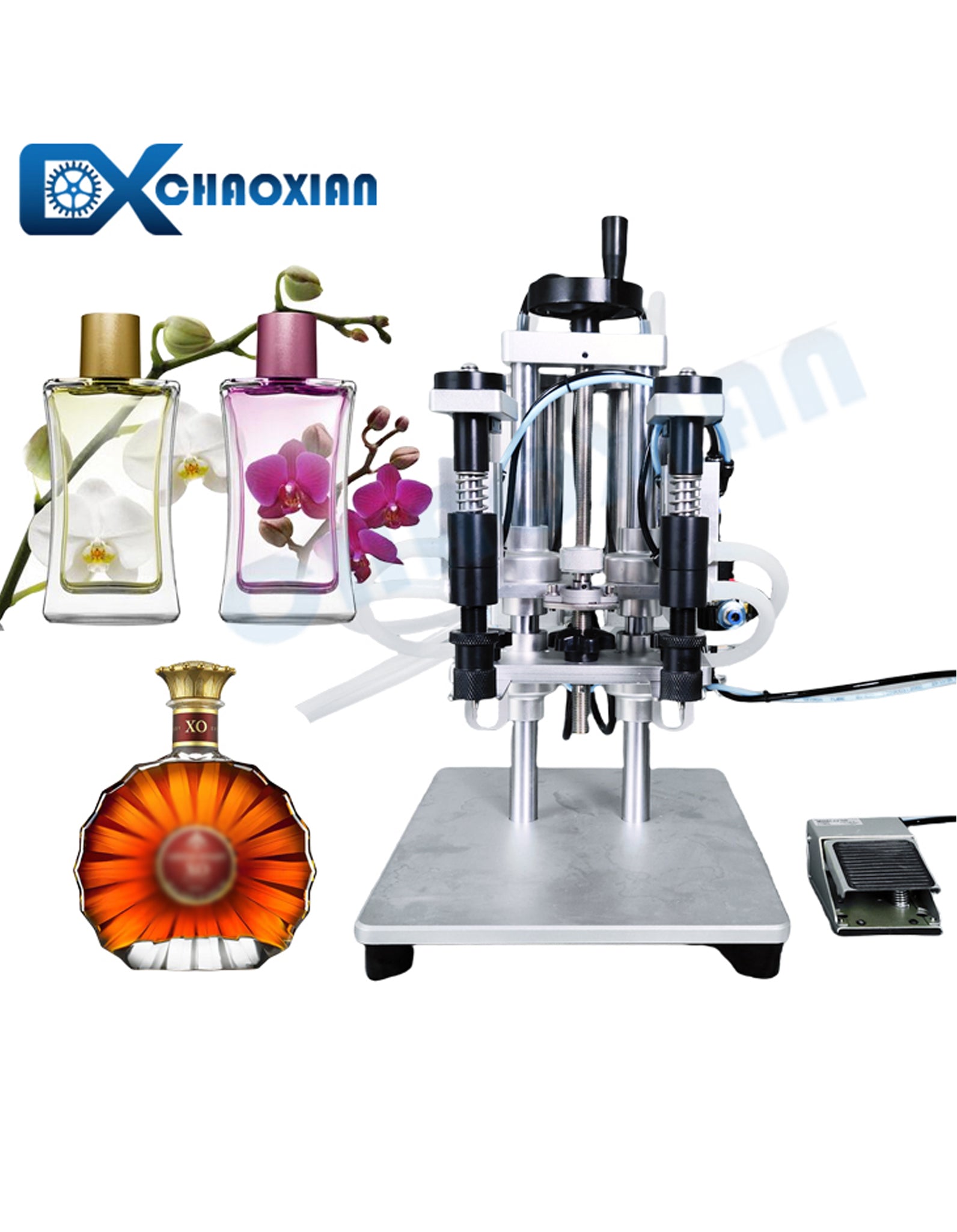 CX Semi-automatic Two Filling Heads Vacuum Bottle Perfume Filling Machine