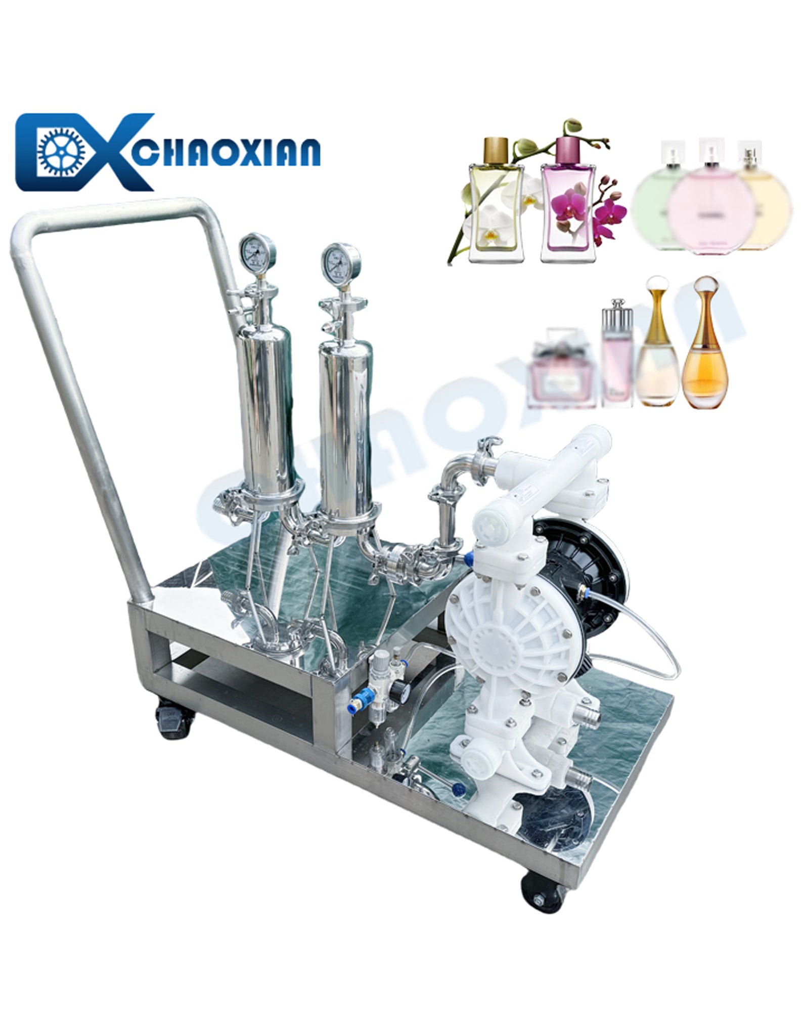 Removable Stainless Steel Pneumatic Diaphragm Pump Perfume Purifier Scent Cologne Eau De Parfum Essence Body Spray Perfume Filter