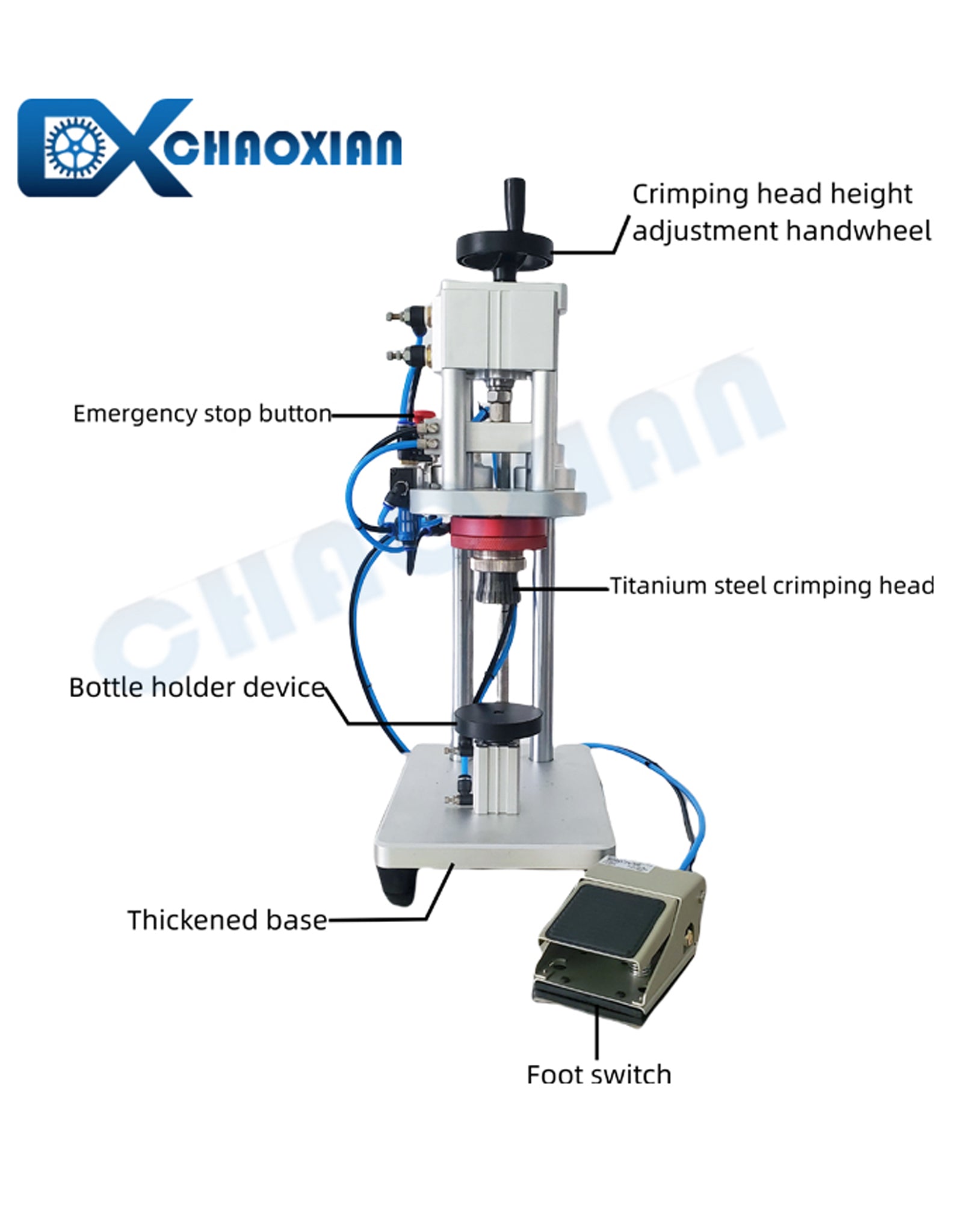 Máquina semiautomática de sellado de botellas de perfume de vidrio