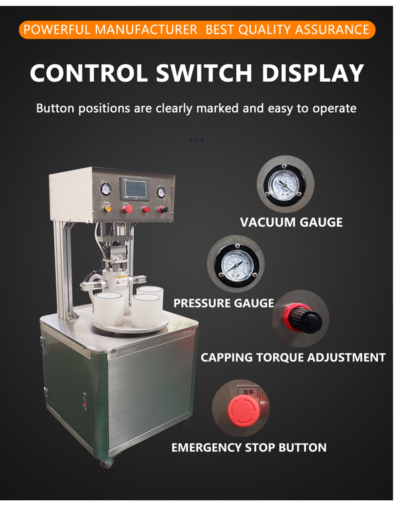 Semi-Automatic Vacuum Twist Off Glass Jar Bottle Capping Machine