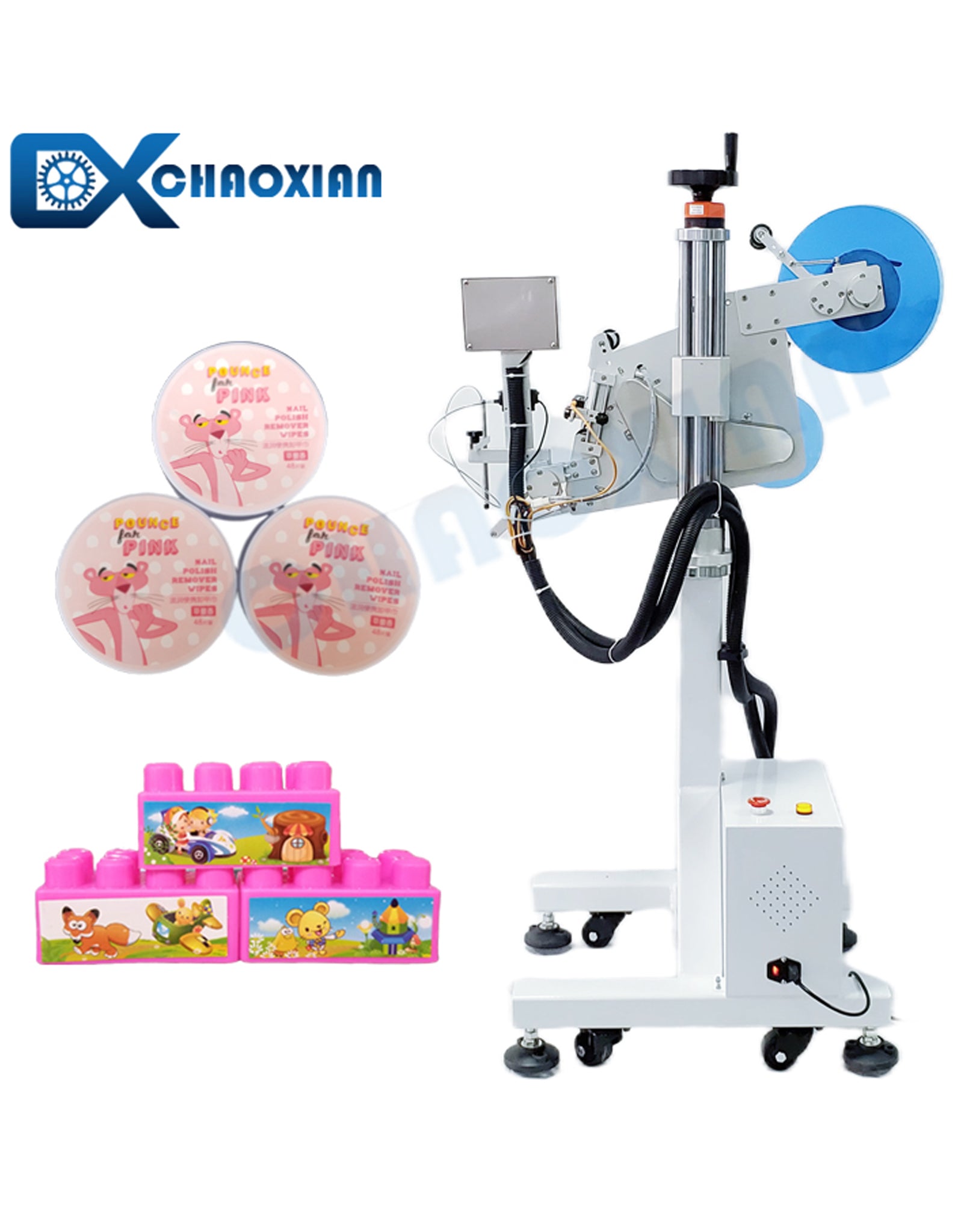 Automatic Top Labeling Machine for Jar Lids, Boxes